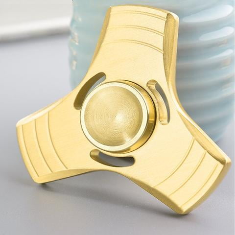 Gold Aluminum Tri Fidget Gadget Hand Spinner for Autism Stress Relief ADHD